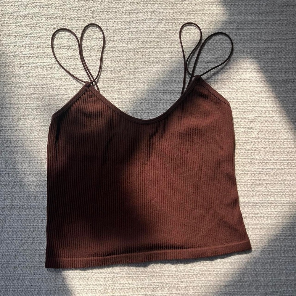 Zara brown double strap cropped tank top